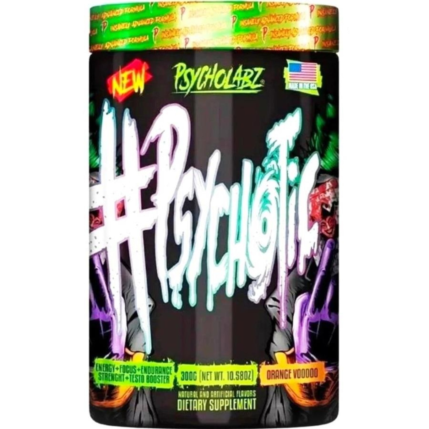 Pré Treino Psycholabz Psychotic em Pó - Laranja - 300g - Foto 1