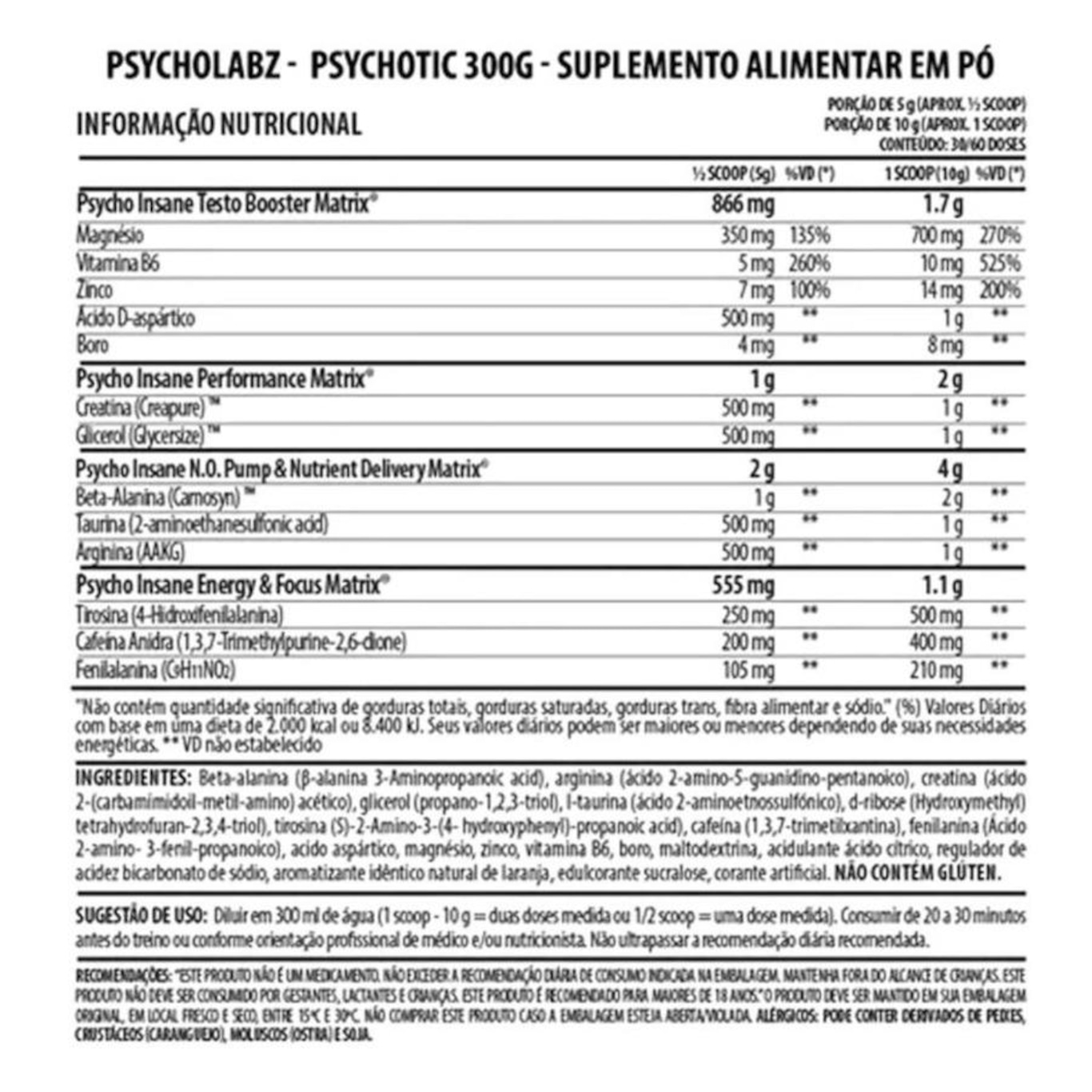 Pré Treino Psycholabz Psychotic em Pó - Laranja - 300g - Foto 2