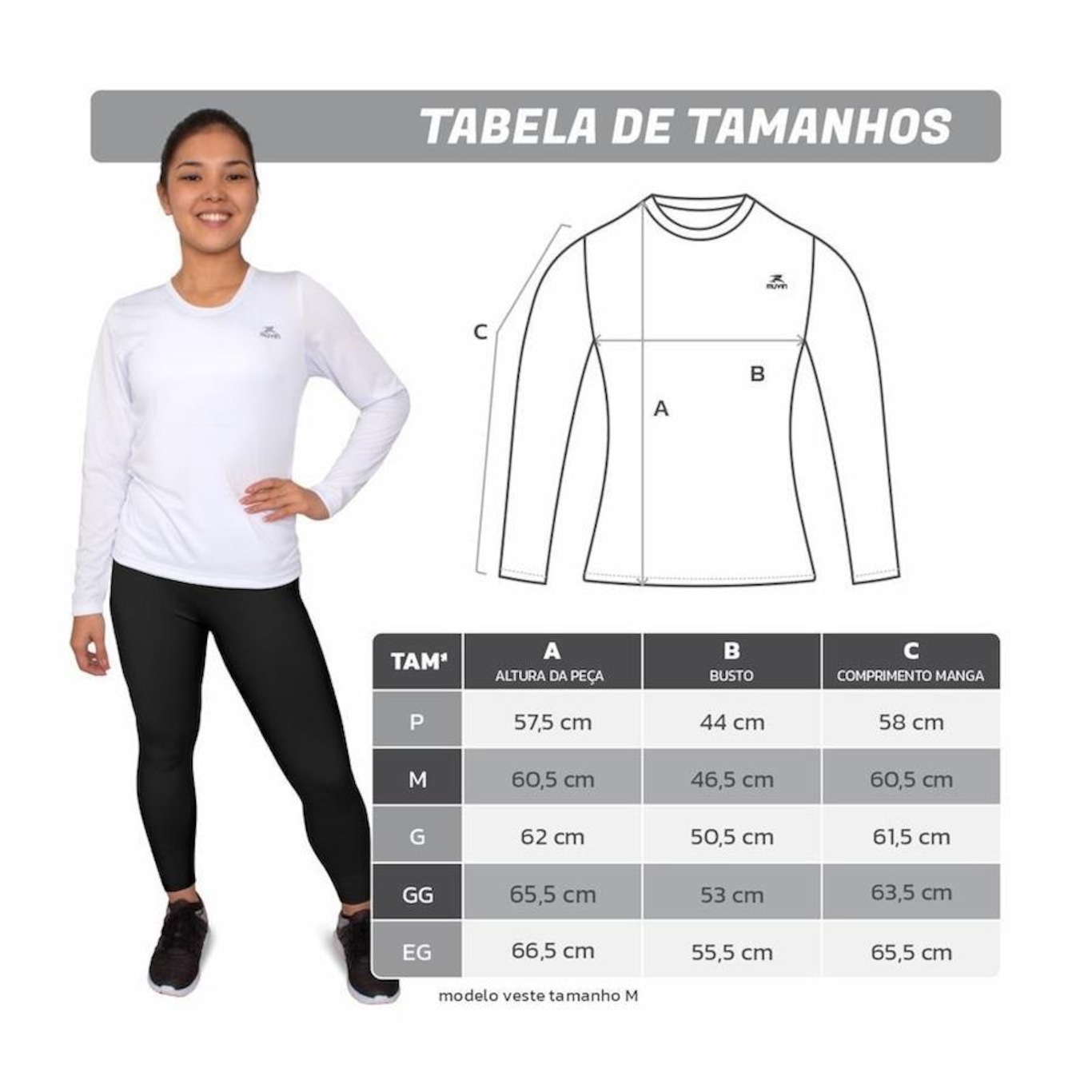 Camiseta Muvin Dry Basic LS Manga Longa FPS50 - Feminino - 3 Unds - Foto 4