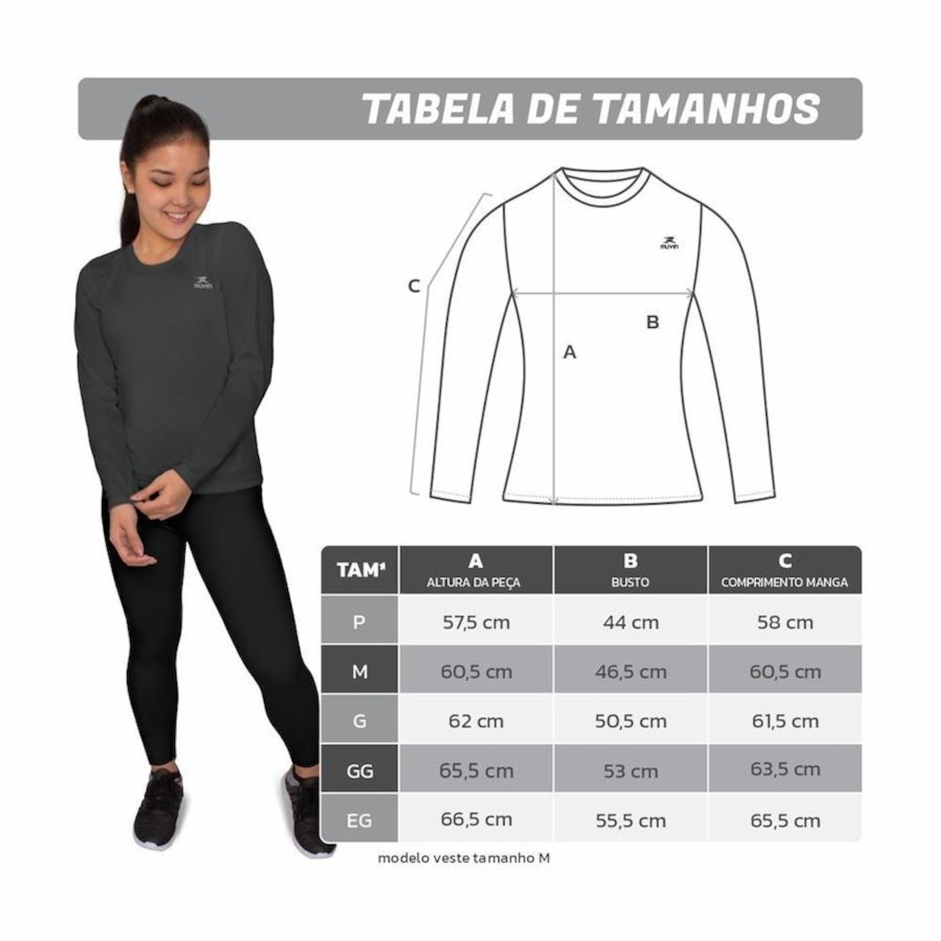 Camiseta Muvin Dry Basic LS Manga Longa FPS50 - Feminino - 3 Unds - Foto 4