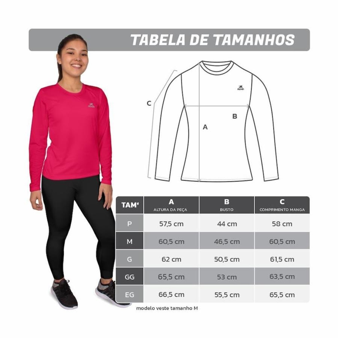 Camiseta Muvin Dry Basic LS Manga Longa FPS50 - Feminino - 3 Unds - Foto 4