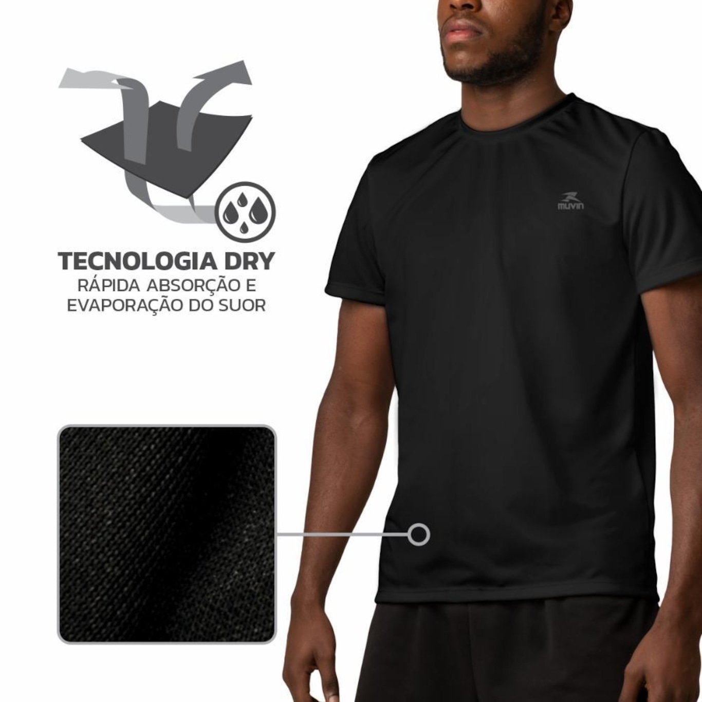 Camiseta Muvin Dry Basic Ss Fps50 - 5 Unidades - Masculina - Foto 5