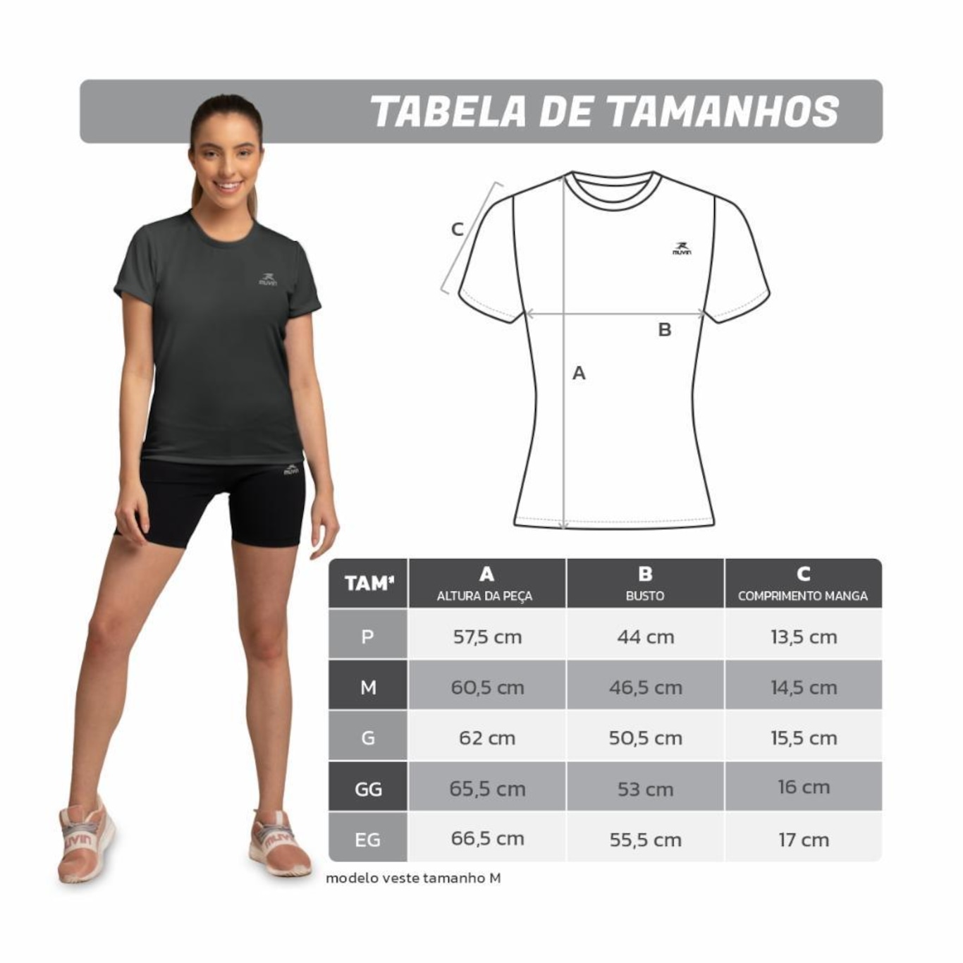 Camiseta Muvin Dry Basic Ss Fps50 - 3 Unidades - Feminina - Foto 4