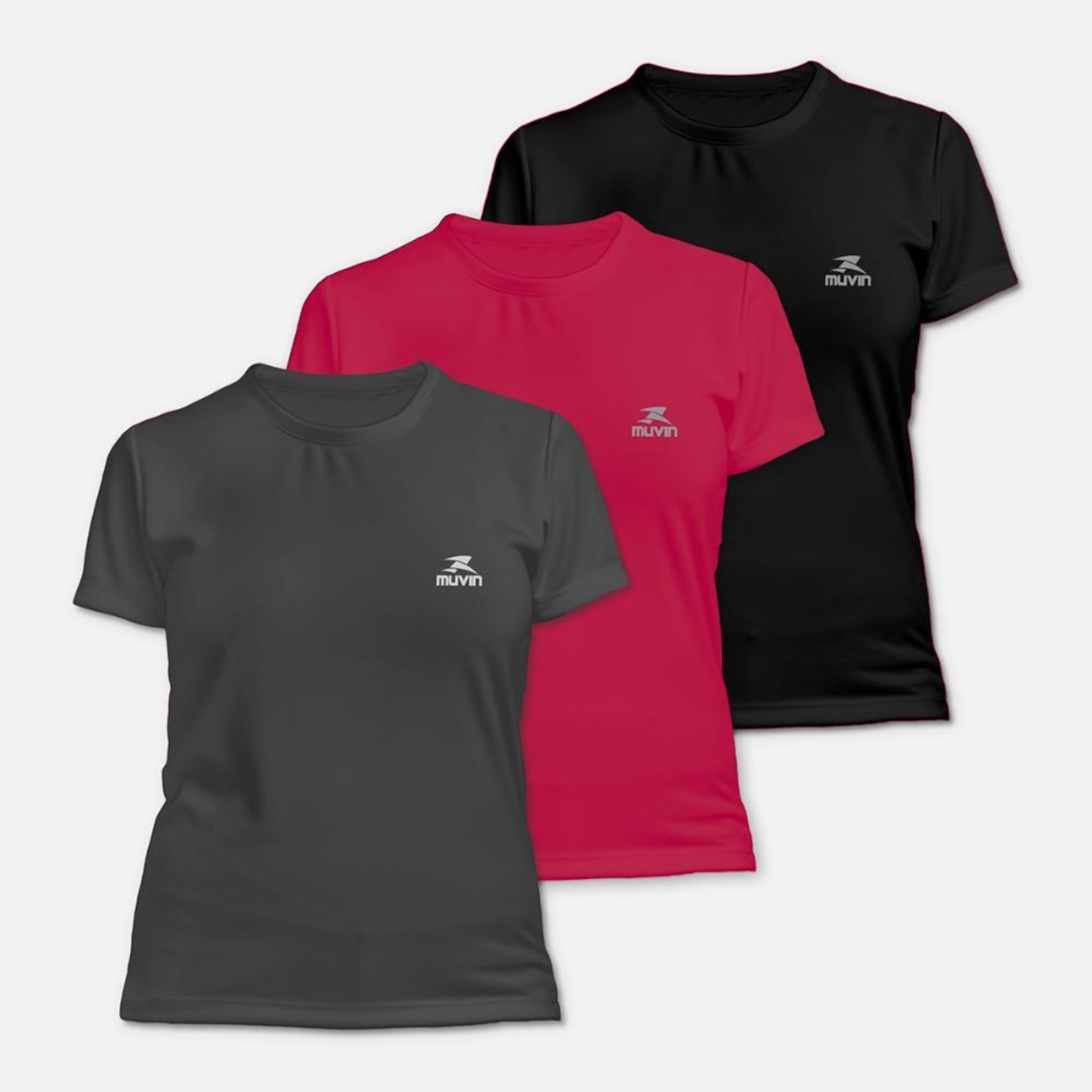 Camiseta Muvin Dry Basic Ss Fps50 - 3 Unidades - Feminina - Foto 1