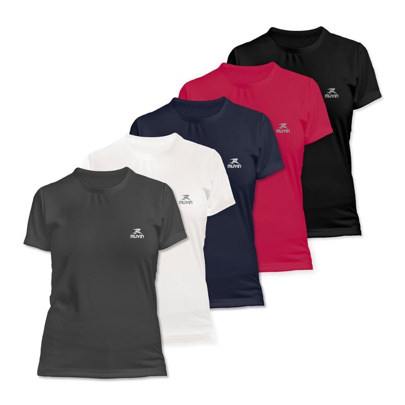 Camiseta Muvin Dry Basic Ss Fps50 - 5 Unidades - Feminina - Foto 1