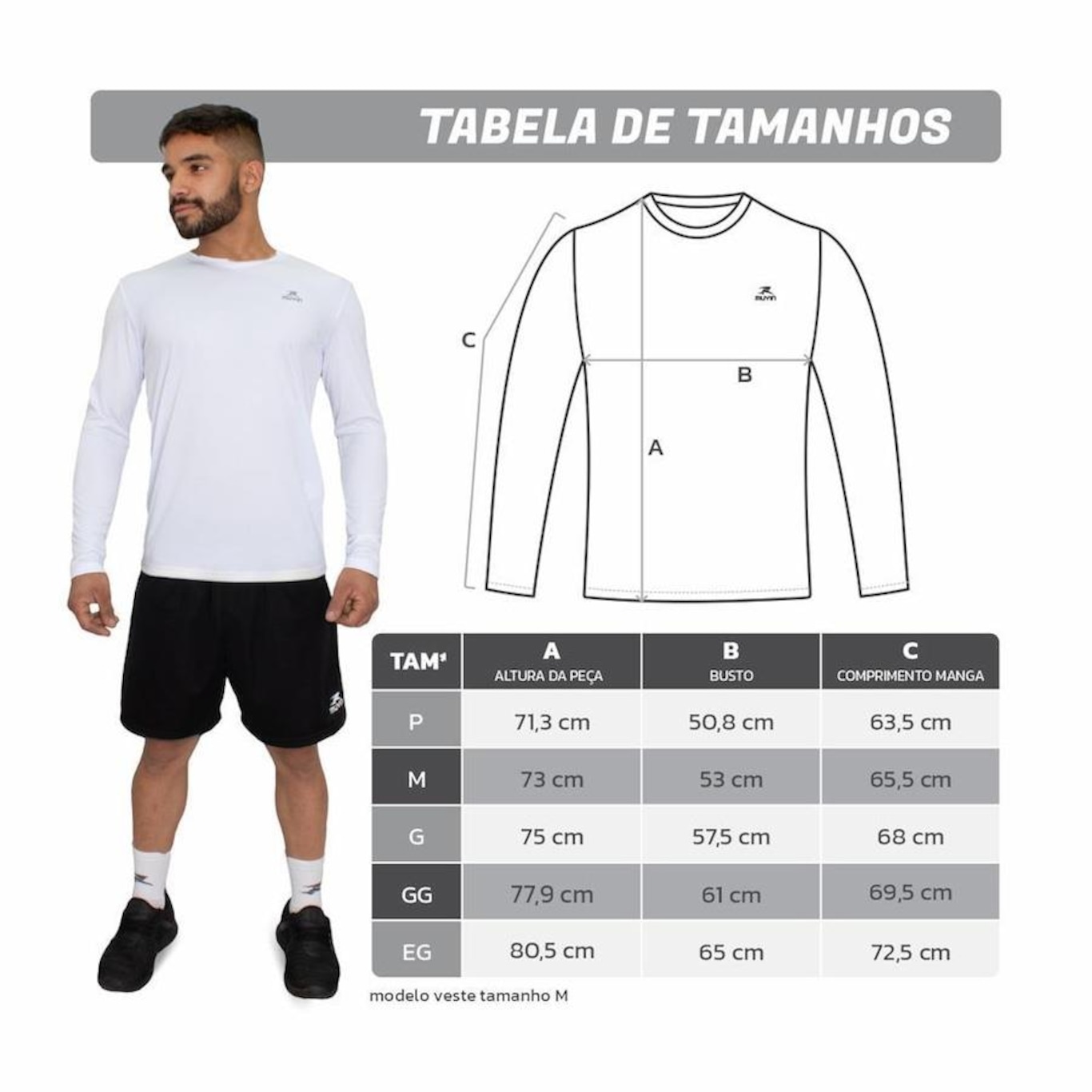 Camiseta Muvin Dry Basic LS Manga Longa FPS50 - 3 unidades - Masculina - Foto 4