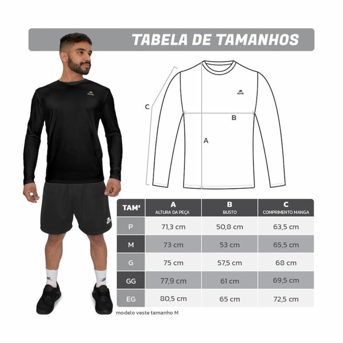 Camiseta Muvin Dry Basic LS Manga Longa FPS50 - 3 unidades - Masculina - Foto 6