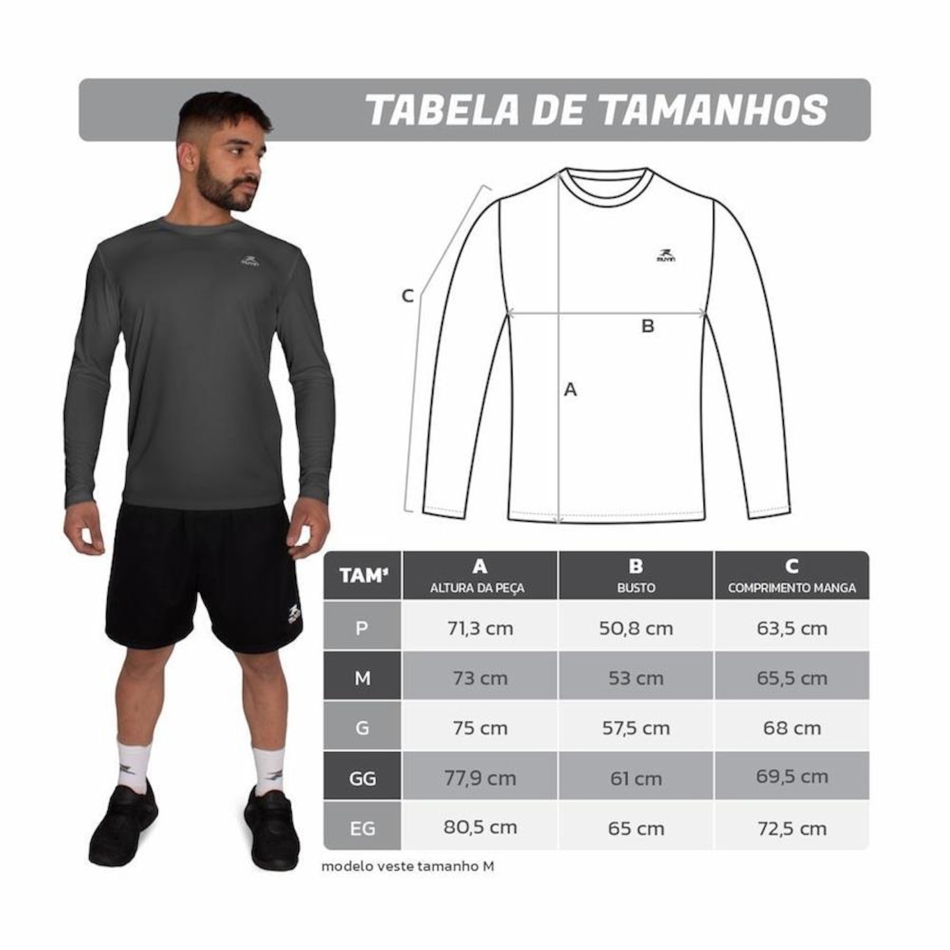 Camiseta Muvin Dry Basic LS Manga Longa FPS50 - 3 unidades - Masculina - Foto 4