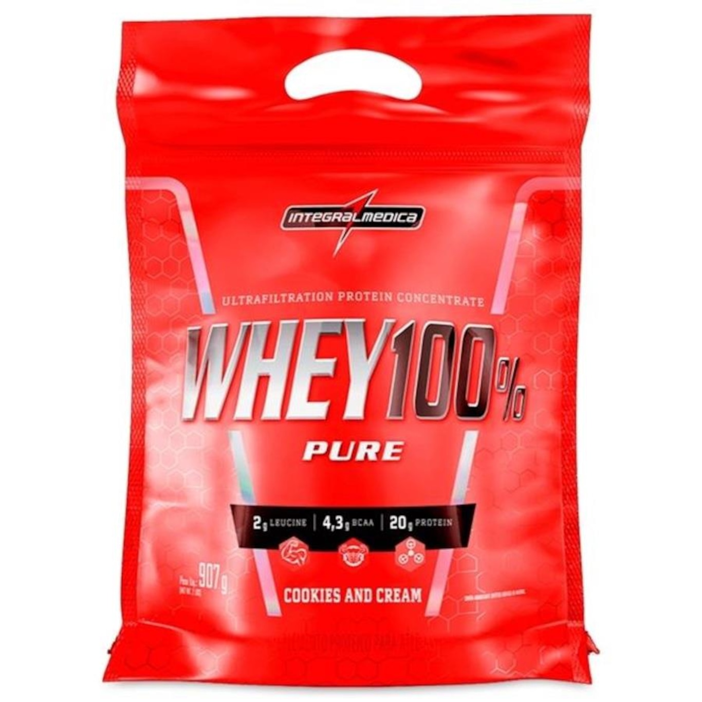 Whey 100% Pure Integralmédica Refil - Cookies and Cream - 907g - Foto 1