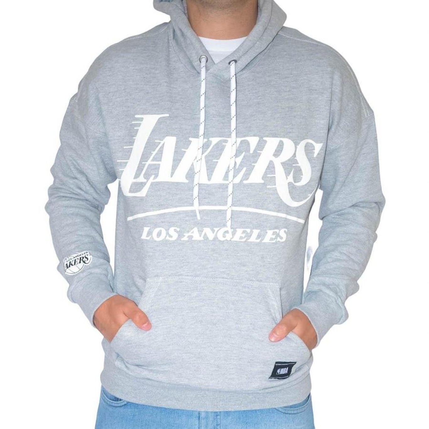 Blusão de Moletom com Capuz NBA Los Angeles Lakers Canguru - Masculino - Foto 3