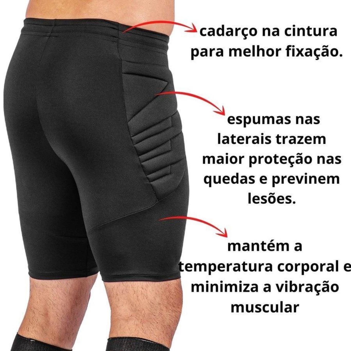 Bermuda Térmica de Goleiro Poker com Espuma Skill - Masculina - Foto 5