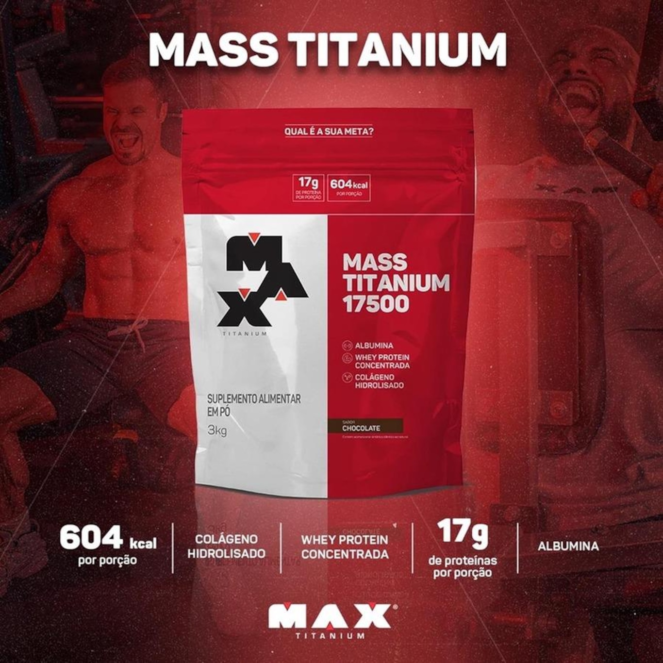 Whey Protein Max Titanium Chocolate Mass 17500 - 3Kg - Foto 4