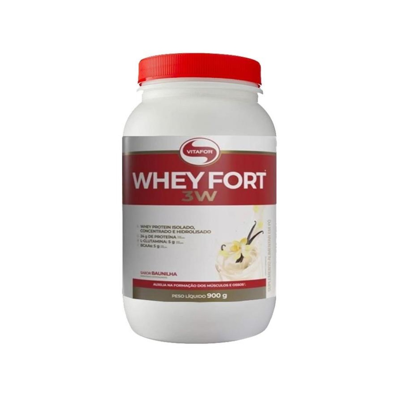 Whey Fort 3W Vitafor - Baunilha - 900g - Foto 1