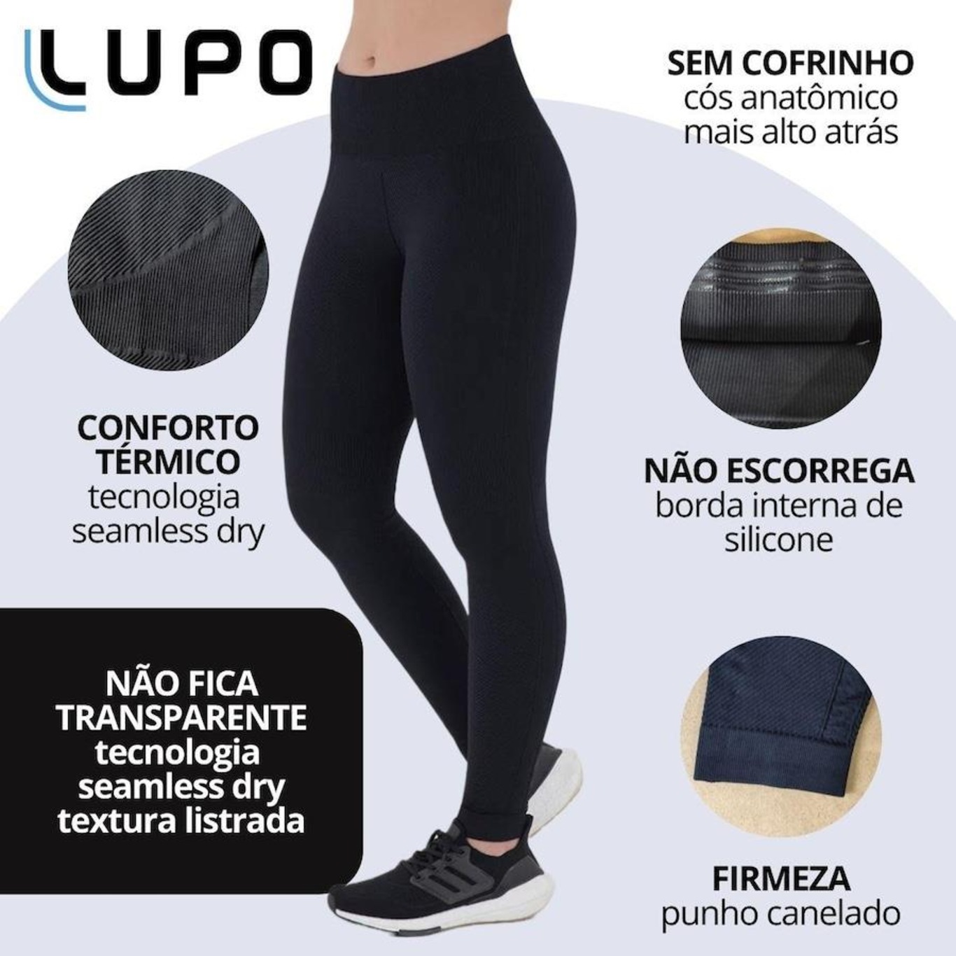 Calça Legging Lupo Fitness Sport Basic Glamour - Feminina