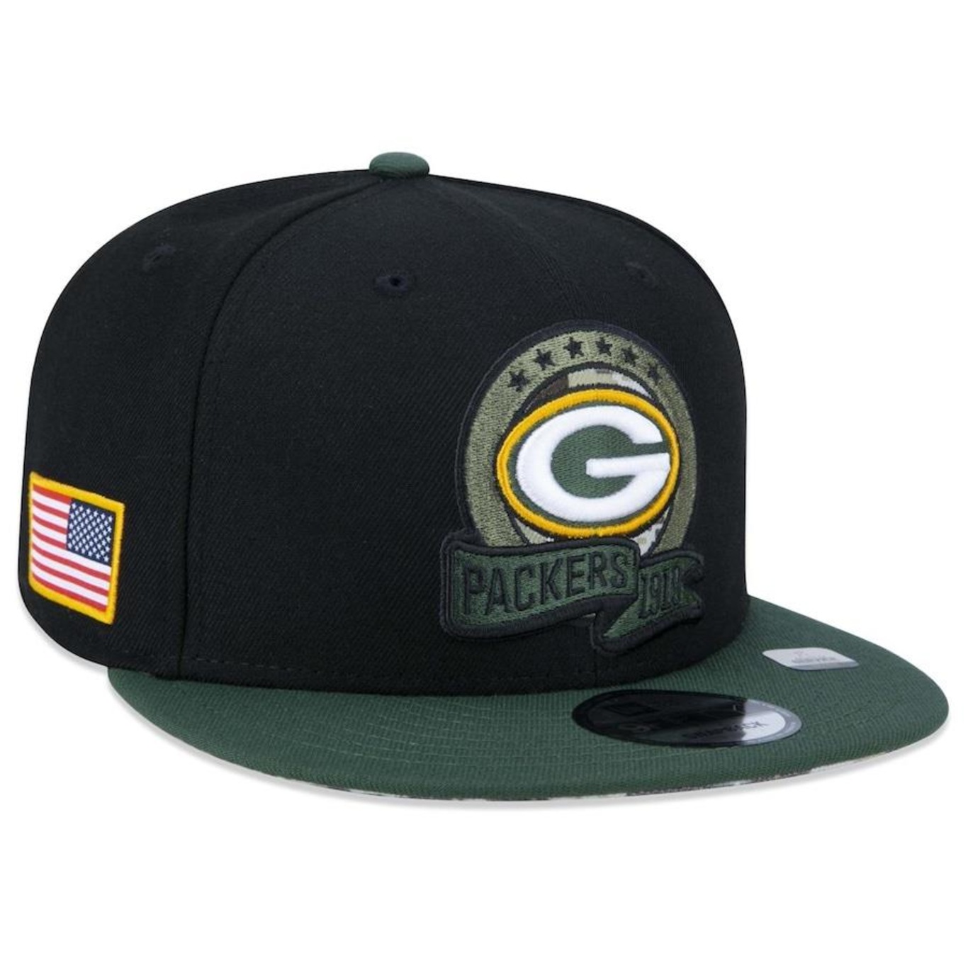 Boné Aba Reta New Era 9Fifty Green Bay Packers Salute To Service 2022 - Snapback - Adulto - Foto 1