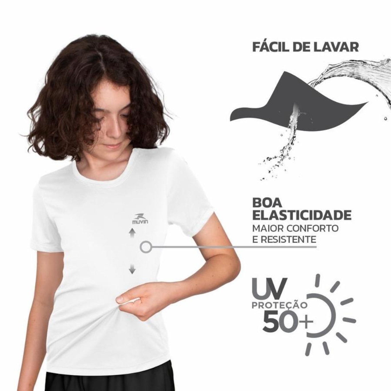 Camiseta Muvin Dry Basic Proteção FPS50 SS - Infantil - Foto 5