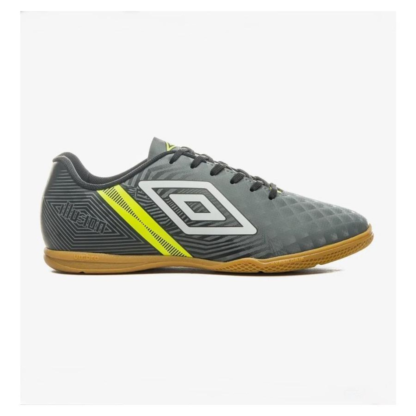 Chuteira Futsal Umbro Illusion - Cinza+Verde Limão - Foto 1