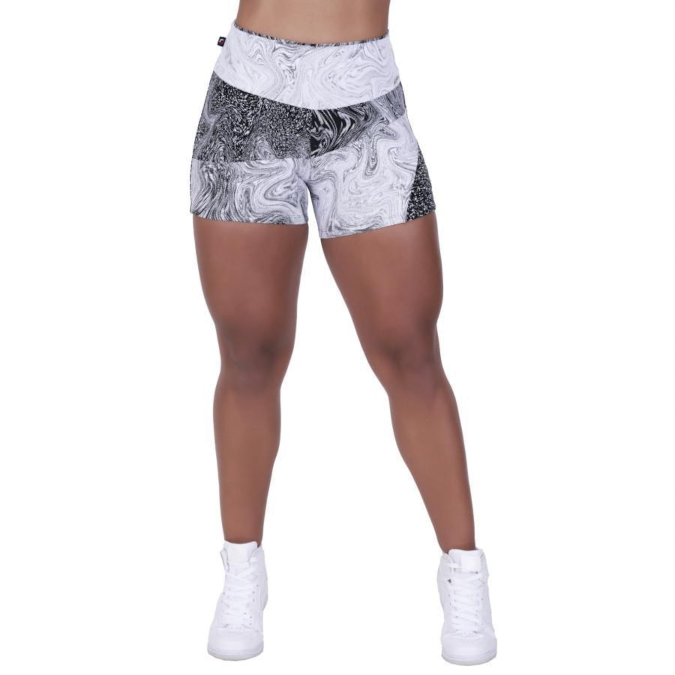 Shorts Orbis Fitness Jacquar degrade Cintura Alta - Feminino - Foto 4