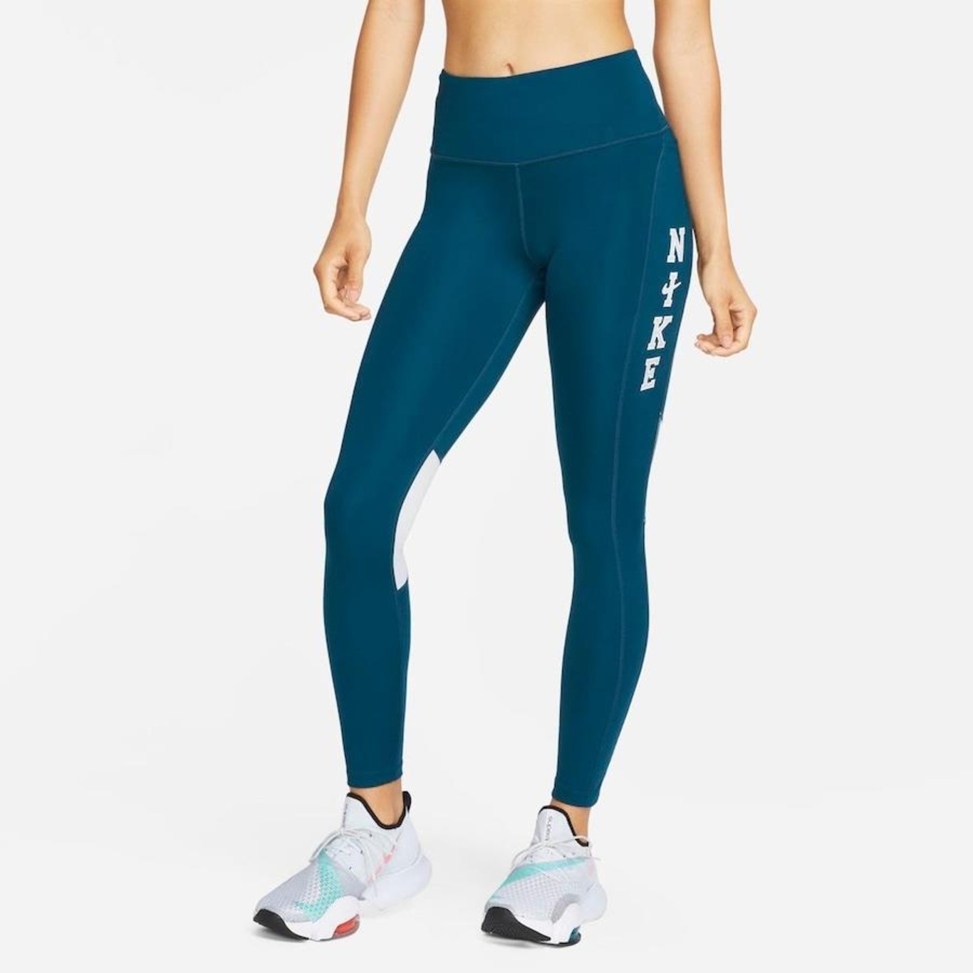 Legging Nike Dri-FIT Epic Fast Feminina - Preto+Branco
