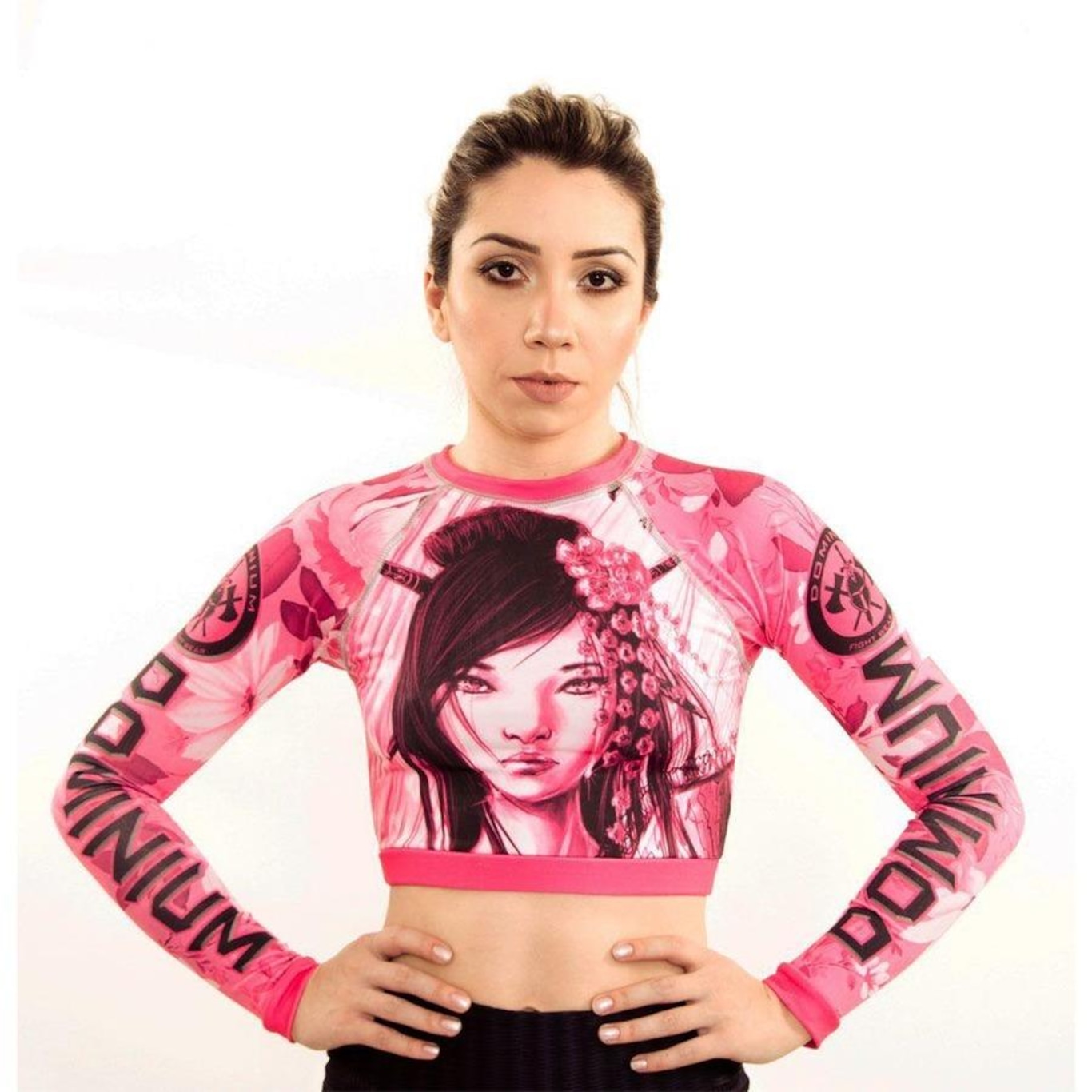 Camisa Rash Guard Feminina Manga Longa Gueixa Cropped- Dominium - Foto 1