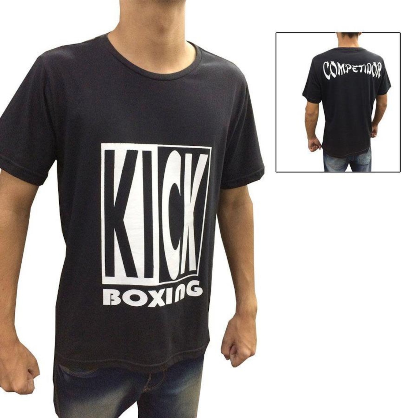 Camisa Camiseta Kickboxing Full Contact Preto/Branco Duelo Fight - Foto 1