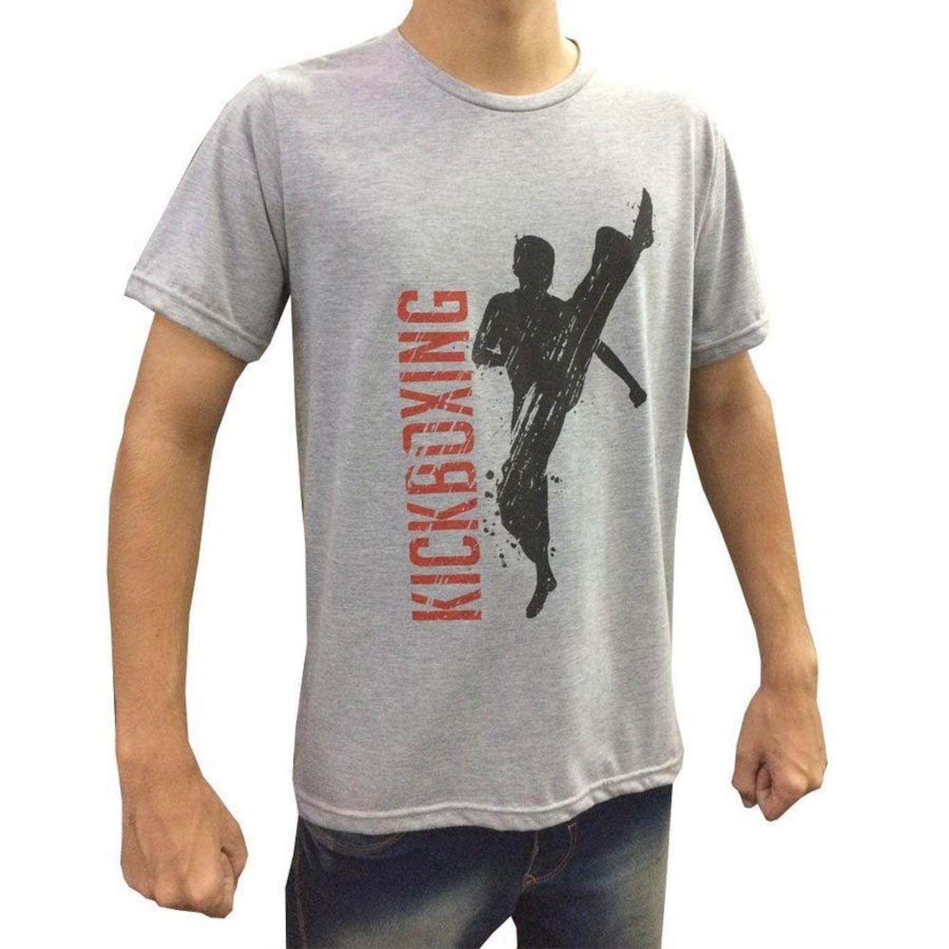 Camisa Camiseta High Kick Kickboxing Cinza/Preto- Duelo Fight - Foto 2