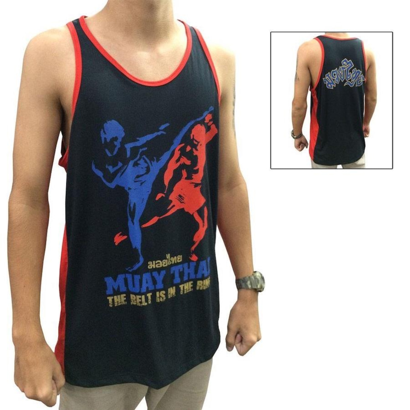 Camiseta Regata Muay Thai - The Kicks - Preto/Verm - Toriuk - Foto 1