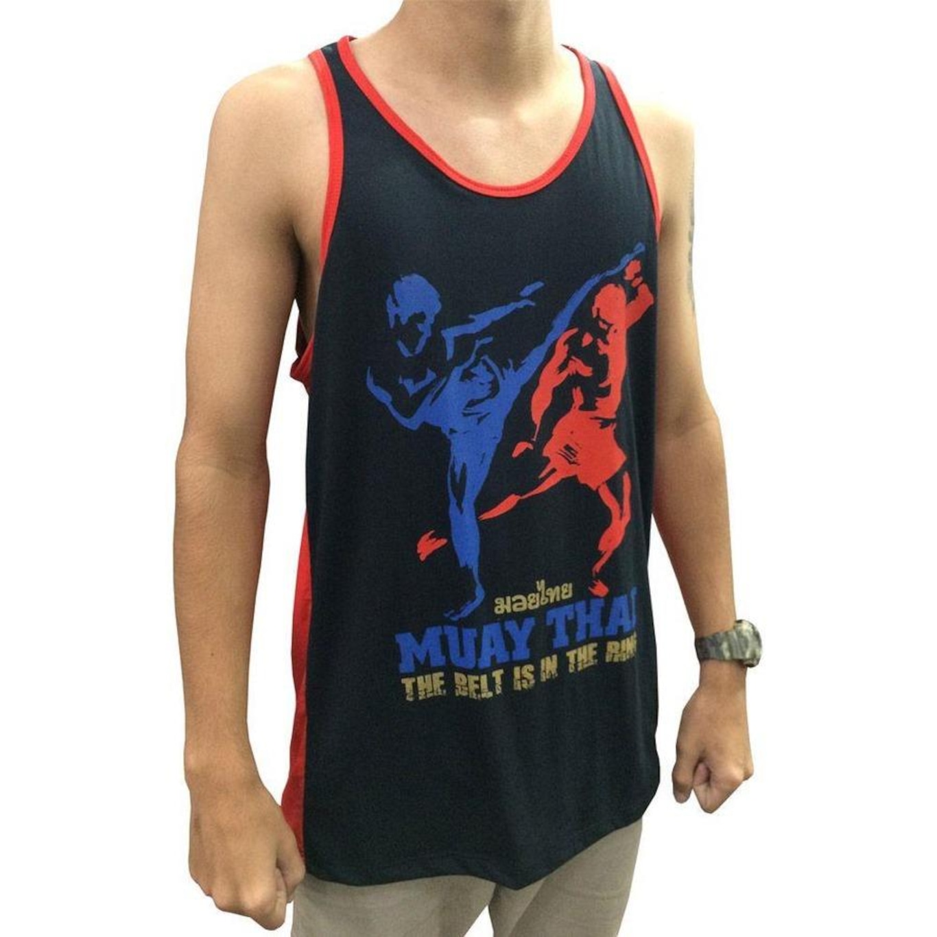 Camiseta Regata Muay Thai - The Kicks - Preto/Verm - Toriuk - Foto 2