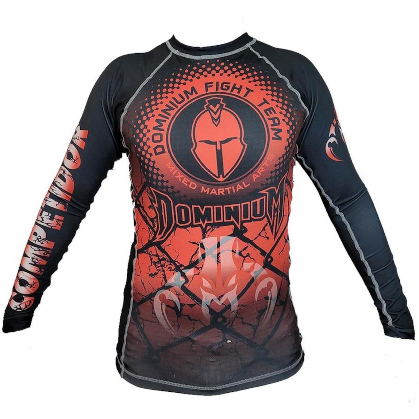 Camisa Rash Guard Manga Longa Preto/Vermelho 2197 Dominium - Foto 1