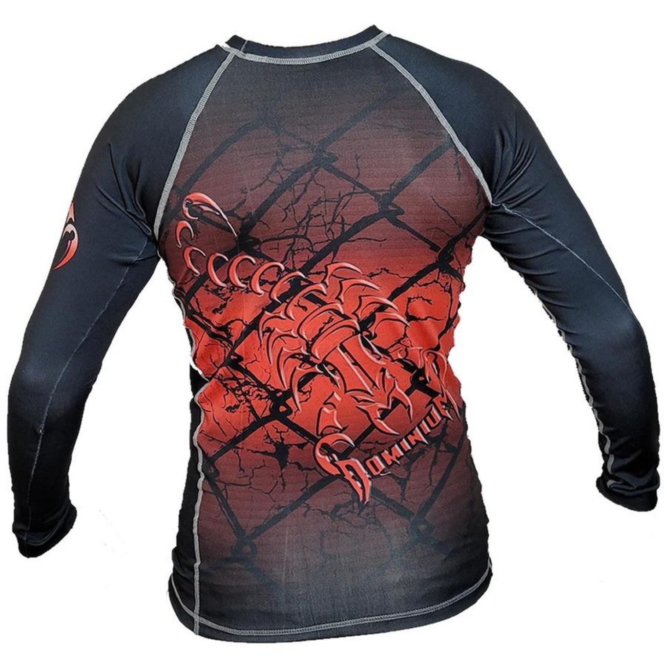 Camisa Rash Guard Manga Longa Preto/Vermelho 2197 Dominium - Foto 2