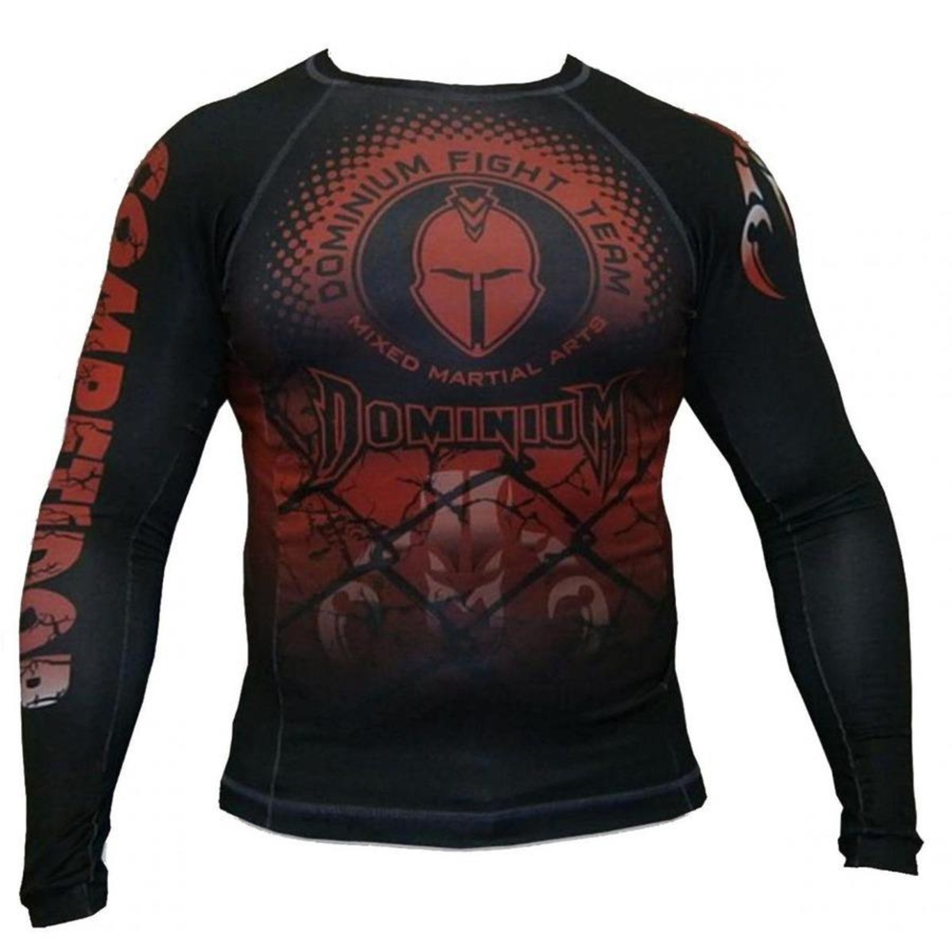 Camisa Rash Guard Manga Longa Preto/Vermelho 2197 Dominium - Foto 3