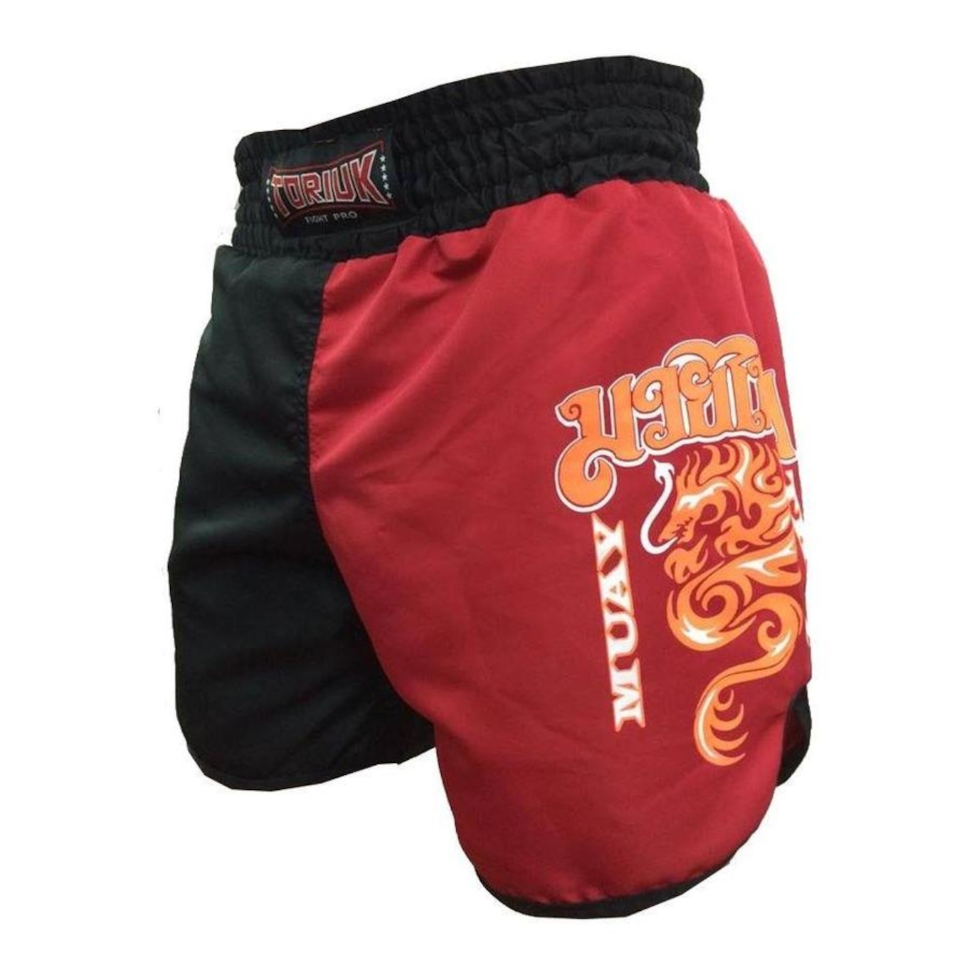 Calção Short Muay Thai Dragon on Fire Cavado Preto/Verm Toriuk - Foto 1