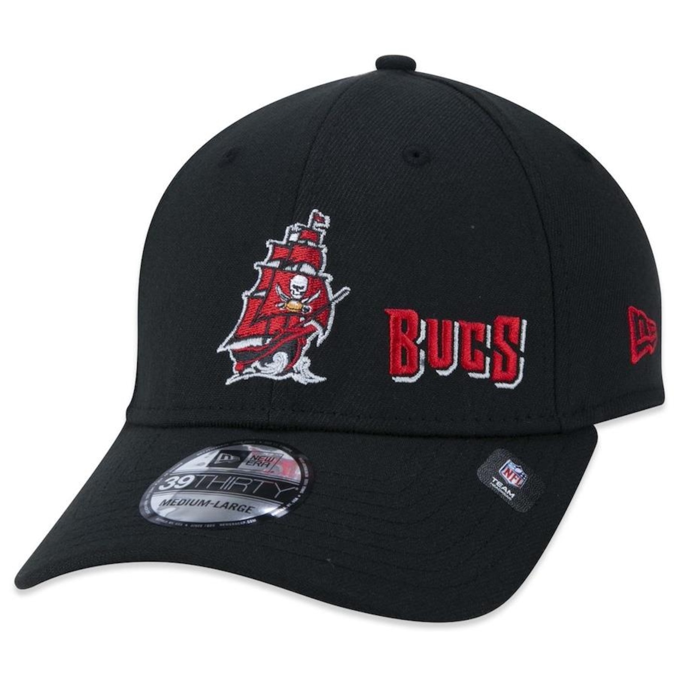 Boné Aba Curva New Era 39Thirty Nfl Tampa Bay Buccaneers Core - Stretch Fit - Adulto - Foto 1