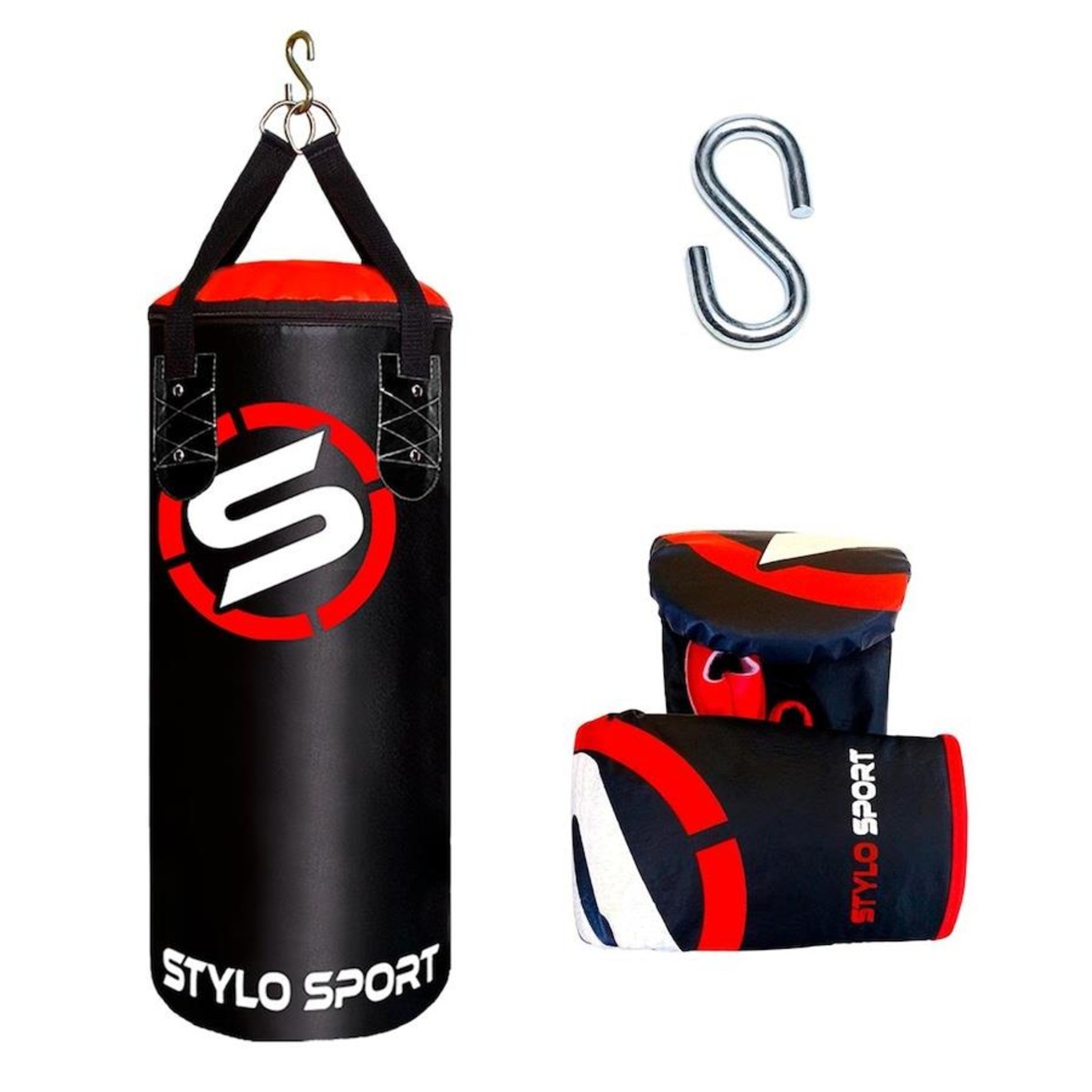 Saco de Pancada Boxe Stylo 70 + Luva de Treino Bate Saco Infantil - Foto 1