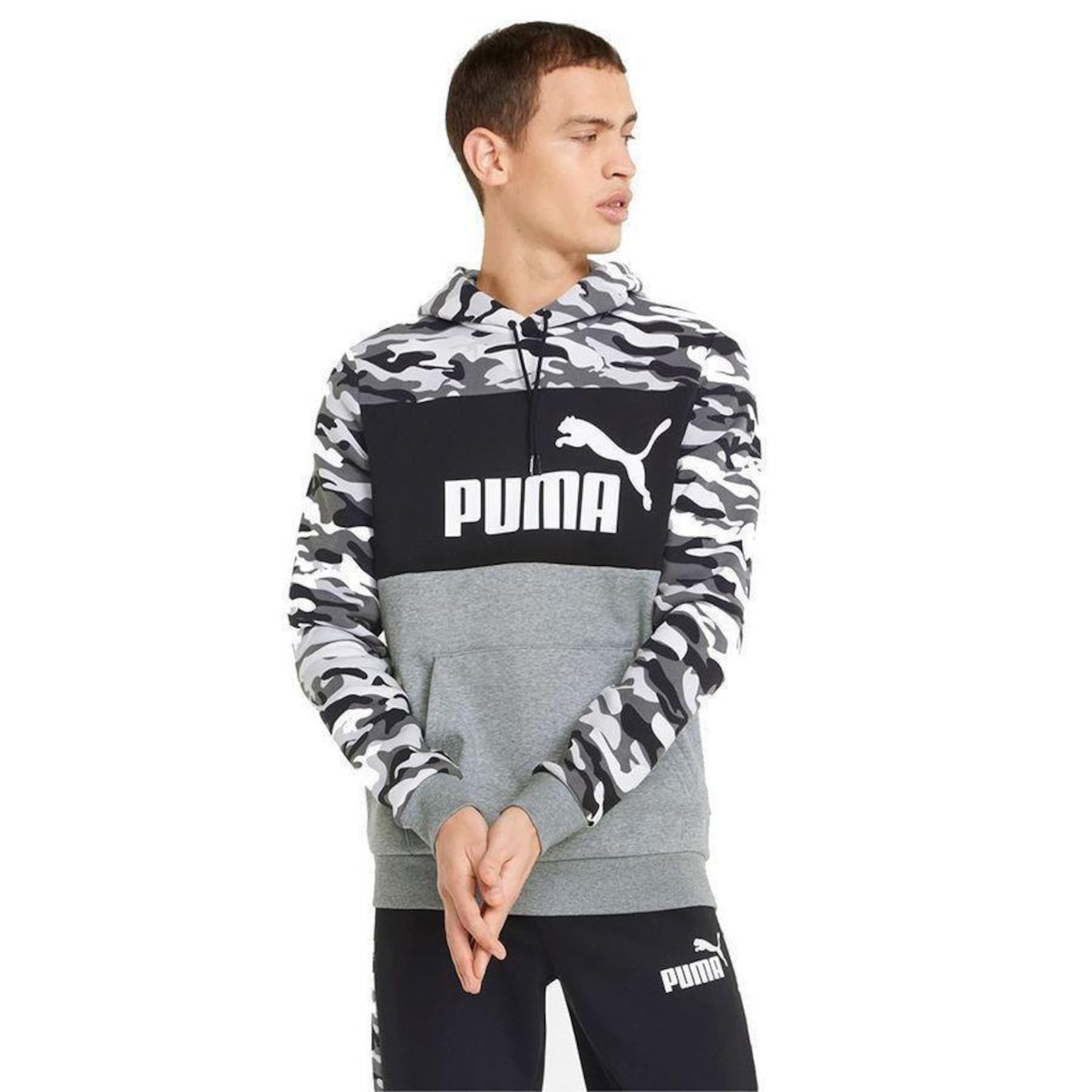 Blusão de Moletom Puma Ess + Camo - Masculino - Foto 3