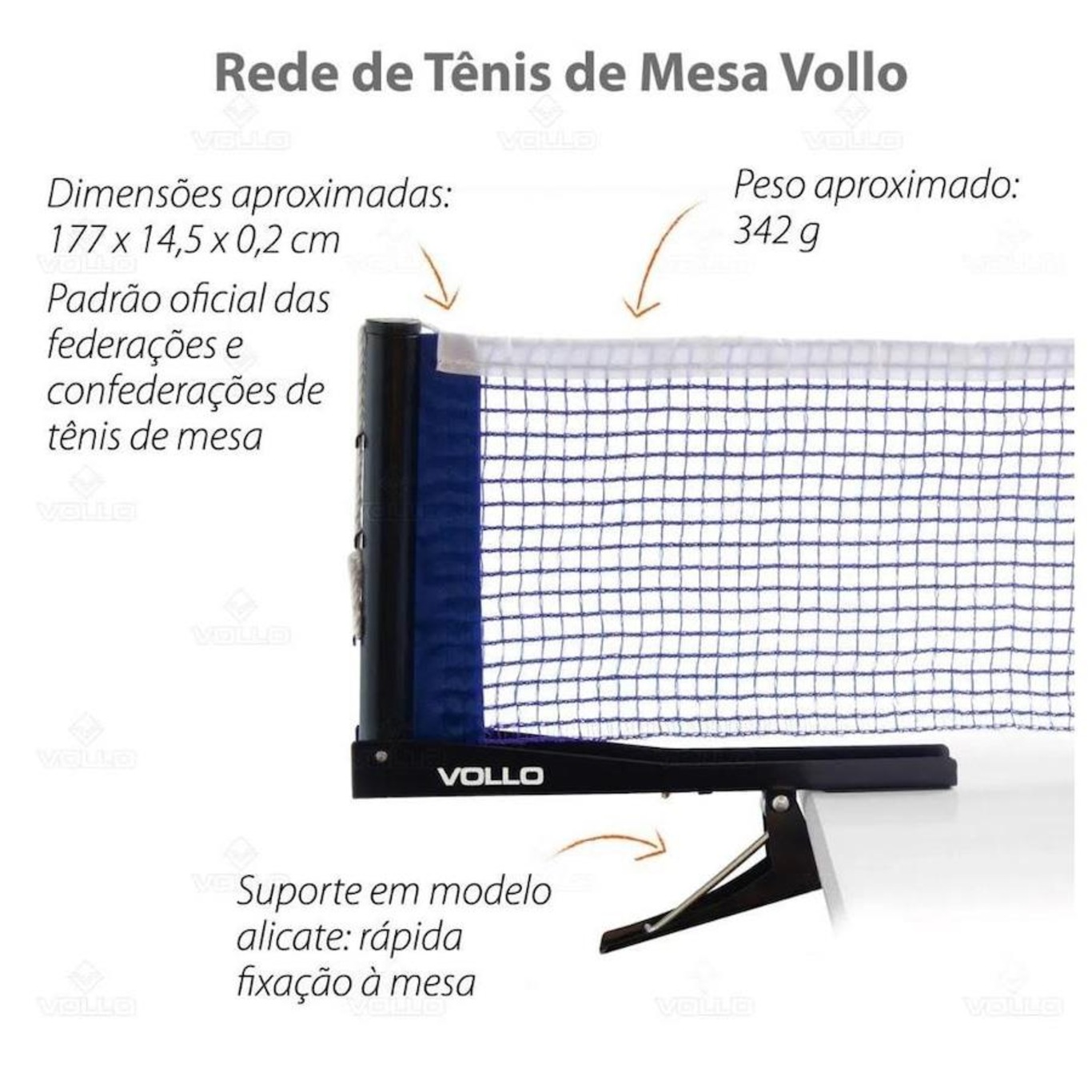 Rede de Tênis de Mesa Vollo com Suporte Alicate - Foto 2