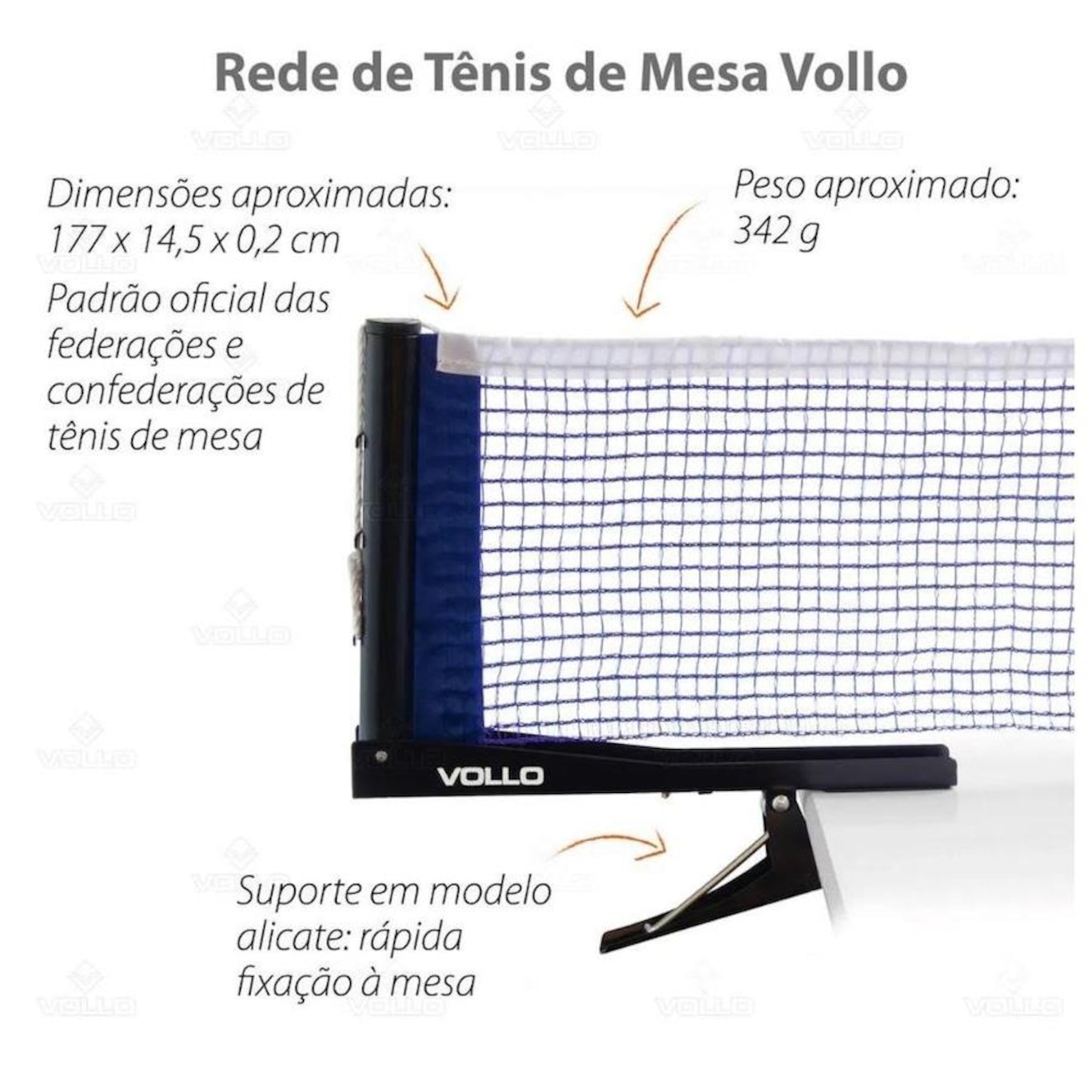 Rede de Tenis de Mesa Vollo com Suporte Alicate - Foto 2