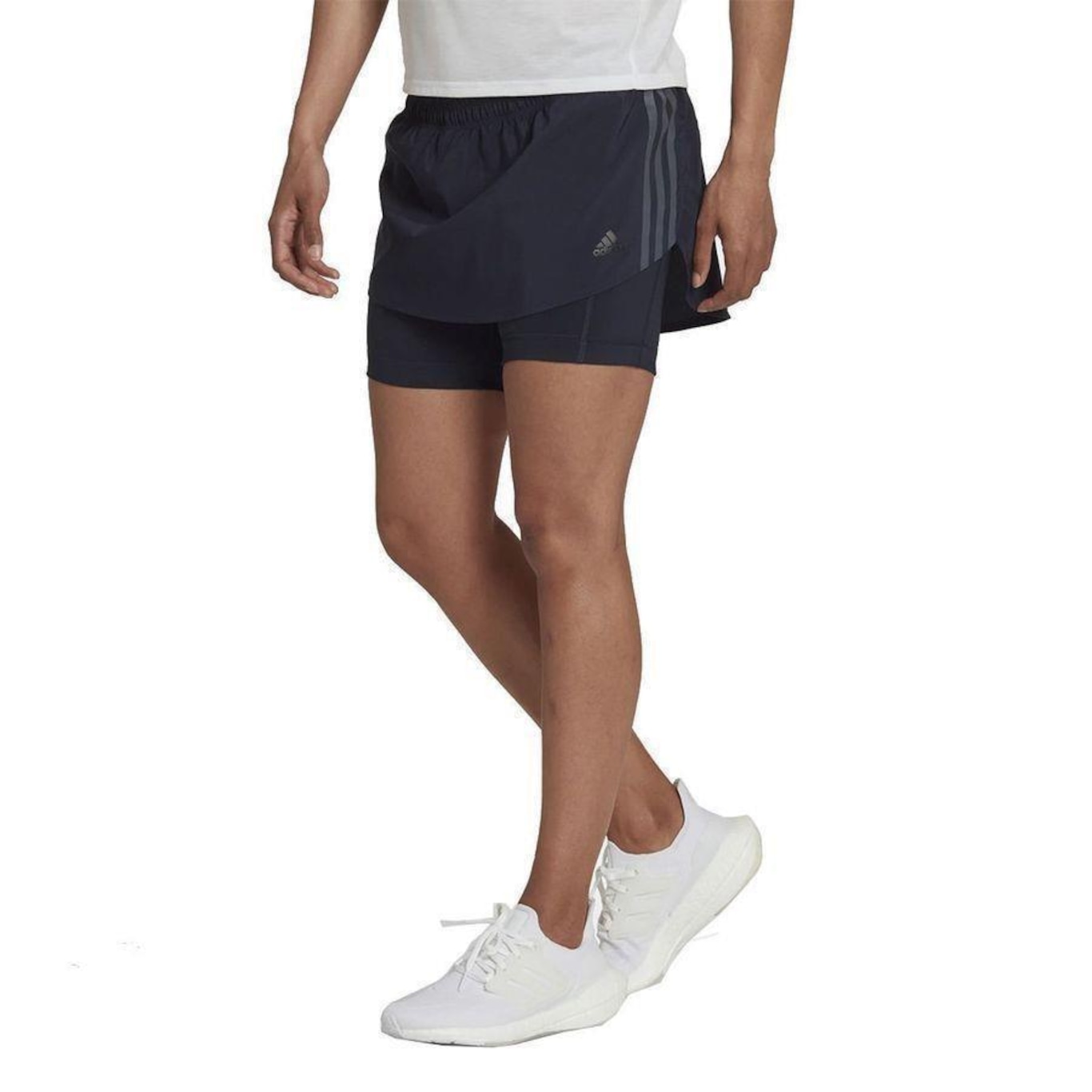 Saia Shorts adidas Run 3 Stripes - Feminino - Foto 1