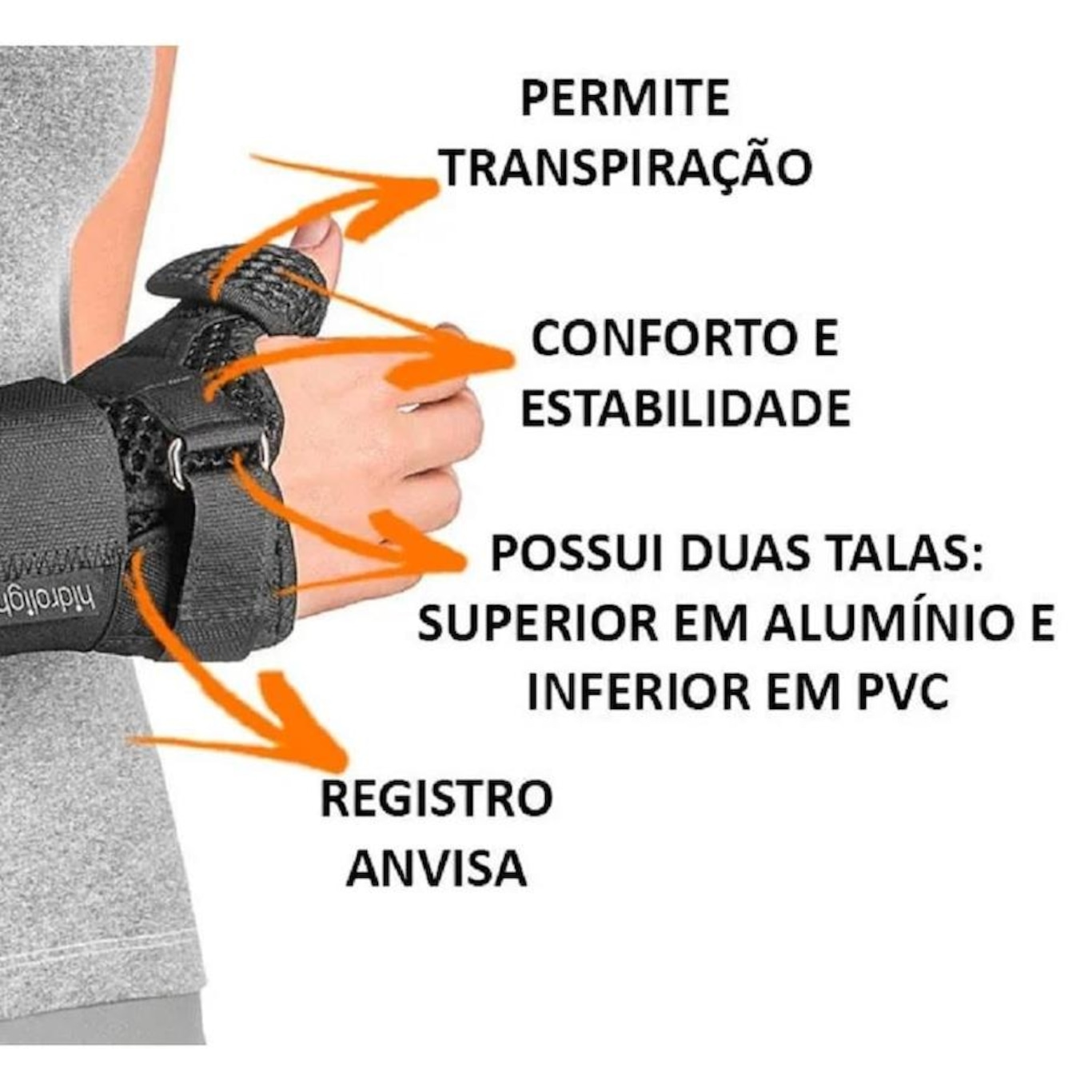 Órtese Munhequeira Hidrolight com Polegar - Tala - Punho Direito - Adulto - Foto 3