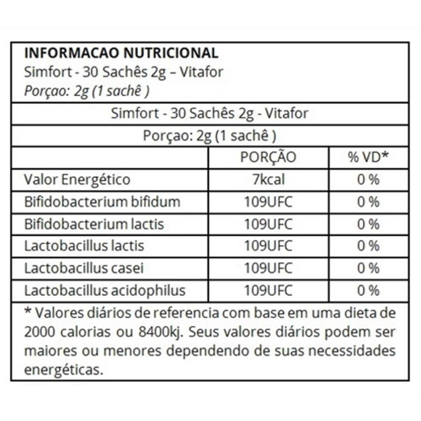 Simfort Probióticos em Pó Vitafor - 30 Sachês de 2g cada - Foto 2