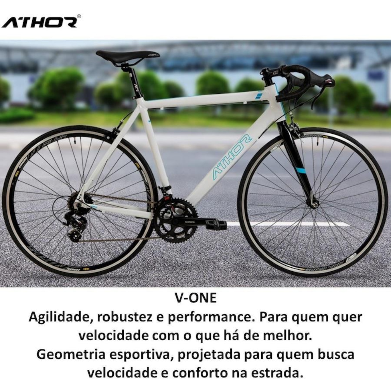 Bicicleta Aro 700 Athor Speed Estrada VOne Freio Side Pull Shimano 14 Velocidades - Foto 2