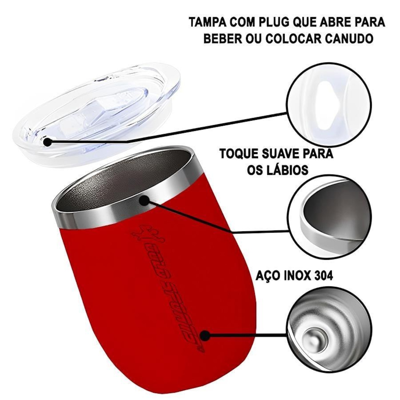 Copo Térmico Gold Sports Small de Aço Inoxidável 304 BPA- Free com Tampa - 300ml - Foto 2