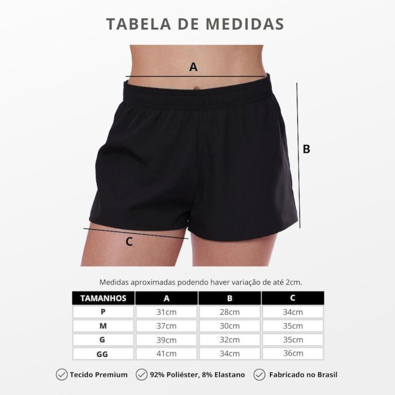 Shorts Curto Resina Esportivo - Feminino - Foto 3