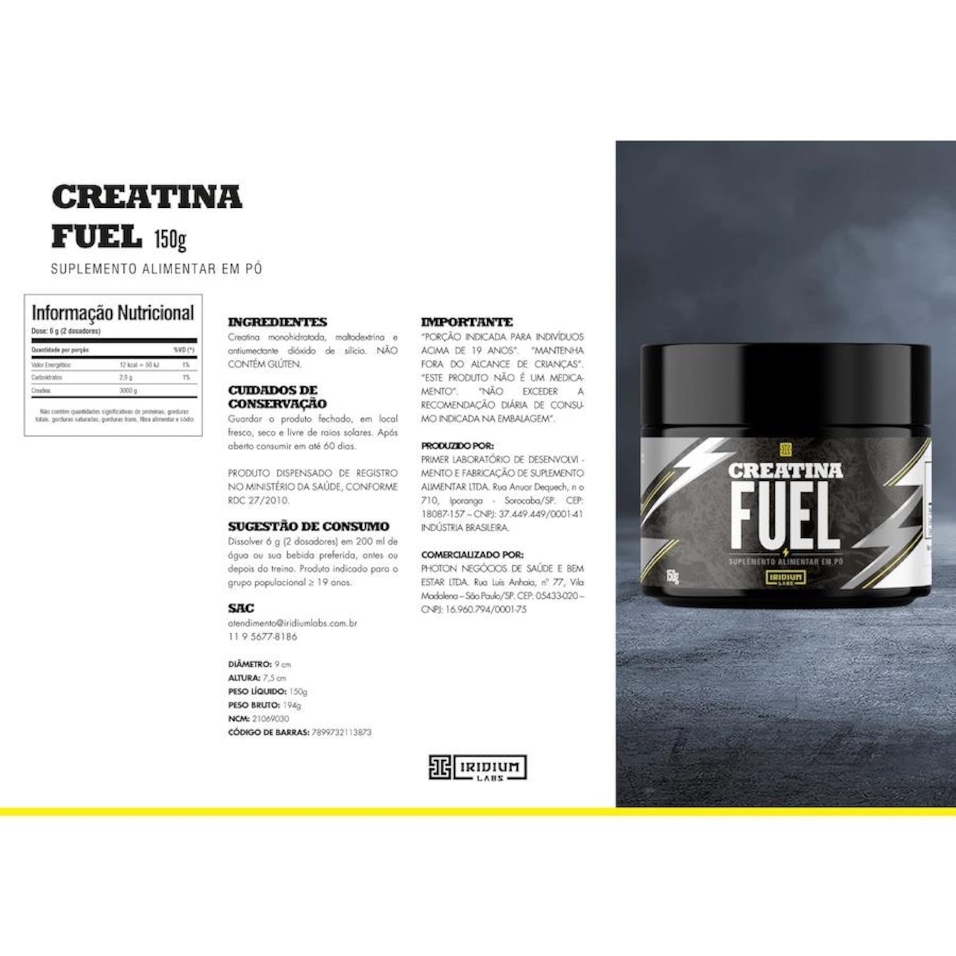 Creatina Fuel Iridium Labs - 150g - Foto 2