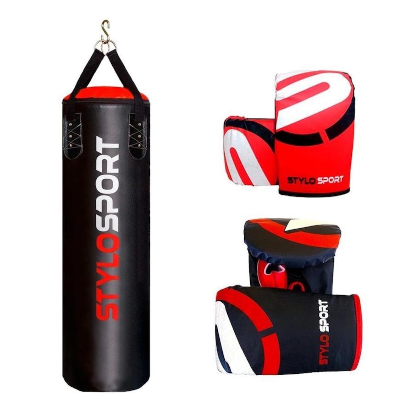 Kit Saco de Pancada Stylo Sport Profissional - 120cm + Luvas Bate Saco - Infantil + Luvas Bate Saco - Adulto - Foto 1