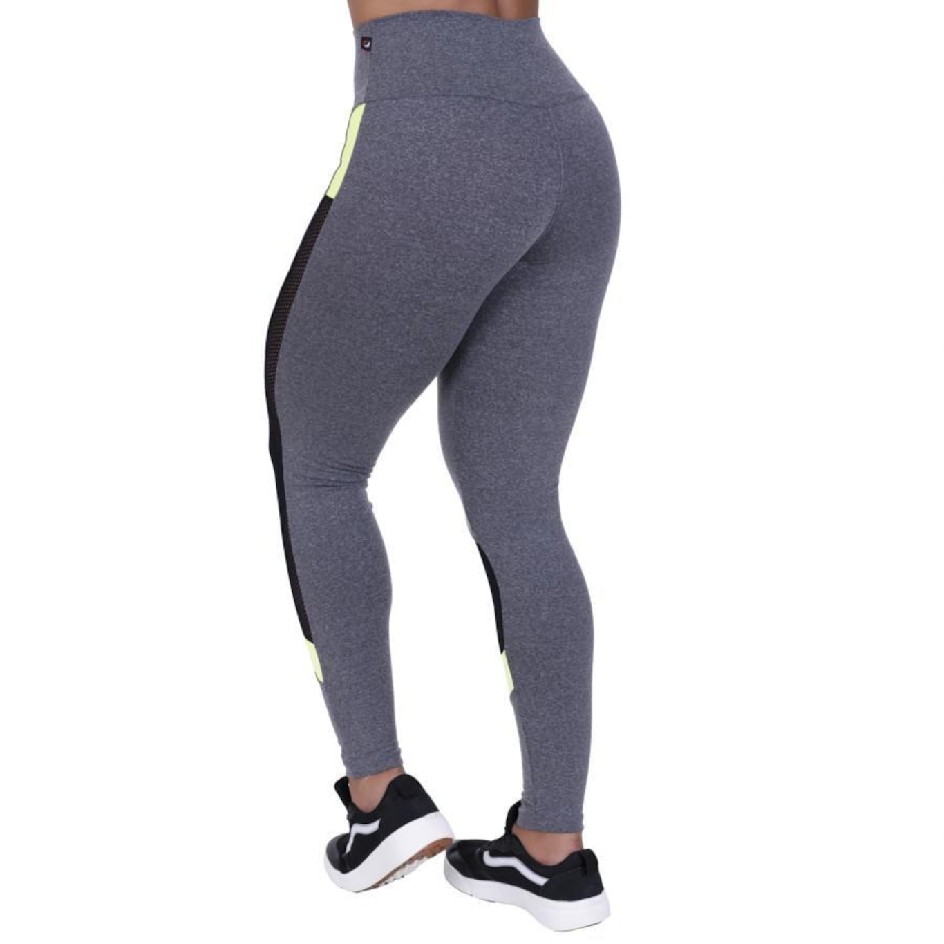 Calça Legging Orbis Fitness Polimiada Recortes Tela e Neon - Feminina - Foto 2