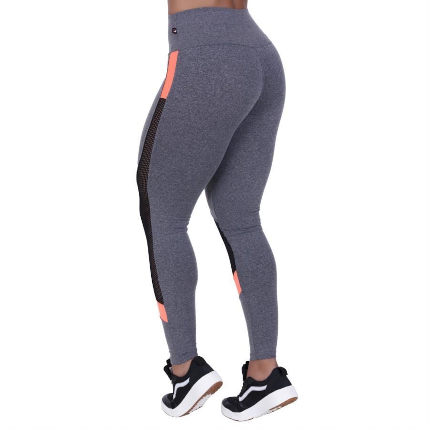 Calça Legging Orbis Fitness Polimiada Recortes Tela e Neon - Feminina - Foto 3