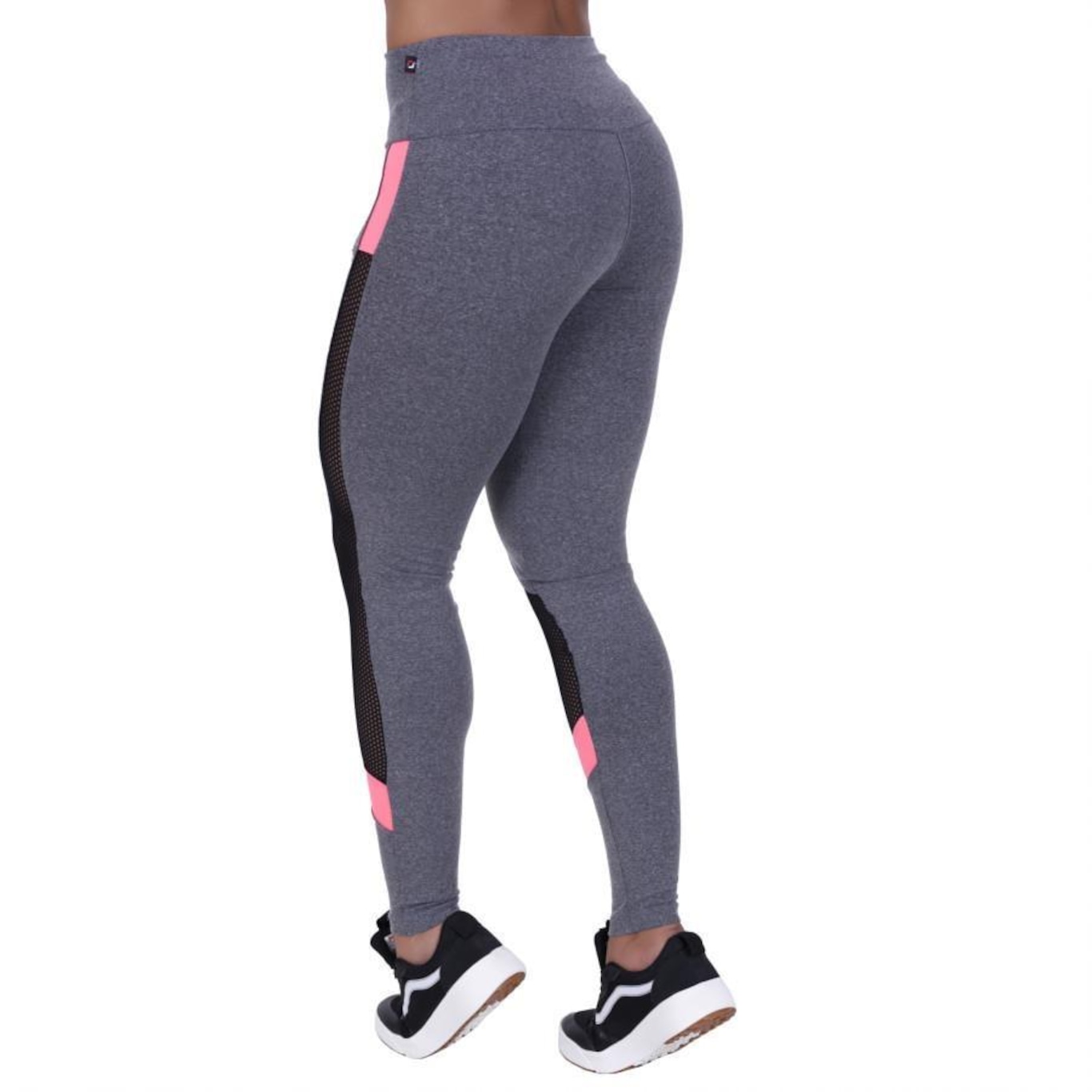 Calça Legging Orbis Fitness Polimiada Recortes Tela e Neon - Feminina - Foto 2