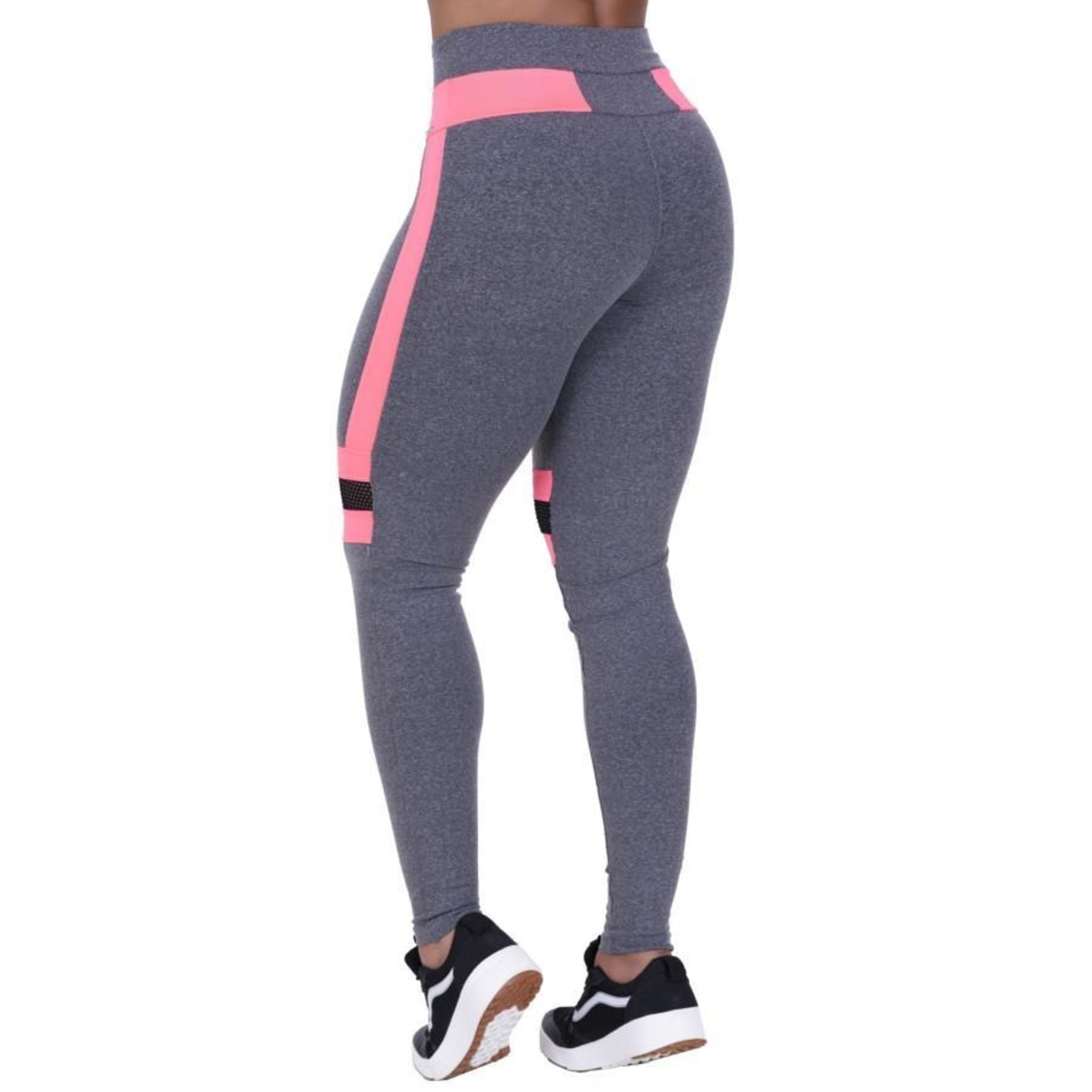 Calça Legging Orbis Fitness Polimiada Recortes Tela e Neon - Feminina - Foto 2