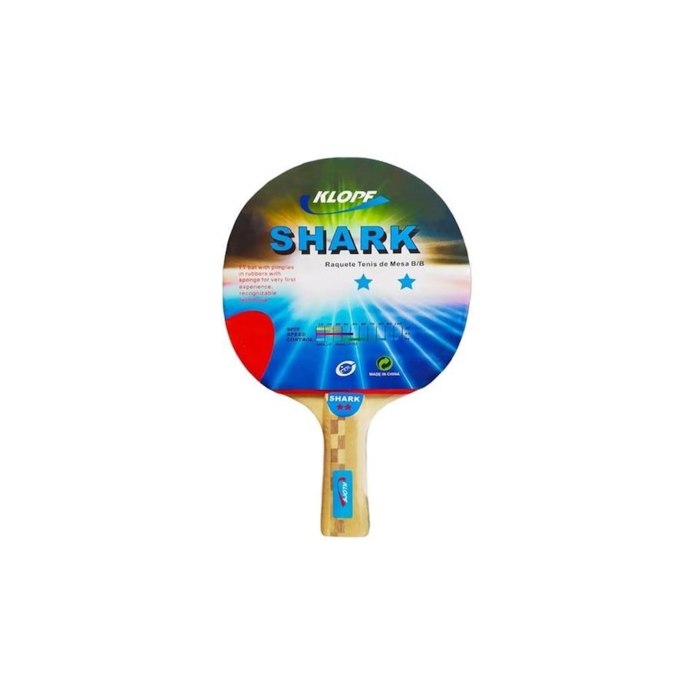 Raquete de Tênis de Mesa/Ping Pong Shark Klopf